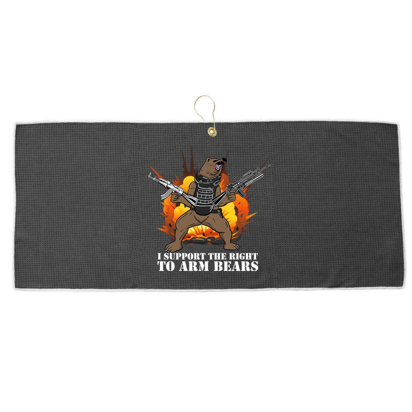 I Support The Right To Arm Bears Large Microfiber Waffle Golf Towel