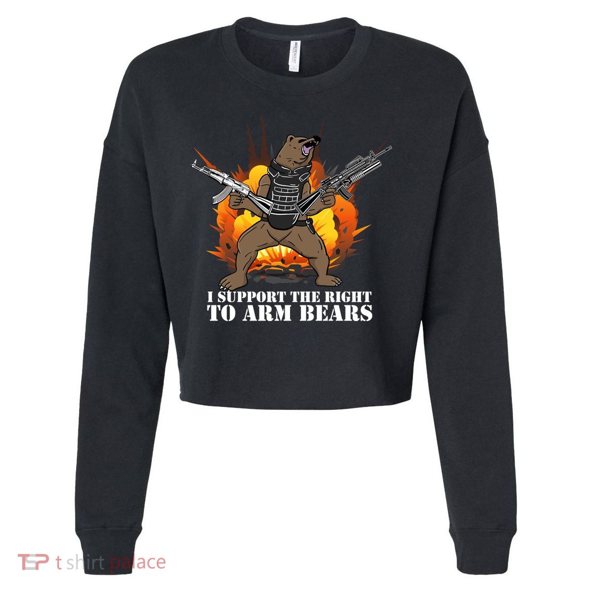 I Support The Right To Arm Bears Cropped Pullover Crew
