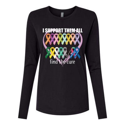 I Support Them All Find A Cure Cancer Awareness Womens Cotton Relaxed Long Sleeve T-Shirt