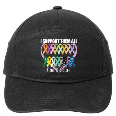 I Support Them All Find A Cure Cancer Awareness 7-Panel Snapback Hat