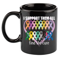 I Support Them All Find A Cure Cancer Awareness 11oz C Handle Ceramic Mug