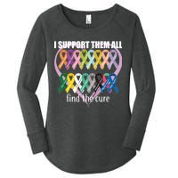 I Support Them All Find A Cure Cancer Awareness Women's Perfect Tri Tunic Long Sleeve Shirt