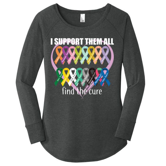 I Support Them All Find A Cure Cancer Awareness Women's Perfect Tri Tunic Long Sleeve Shirt