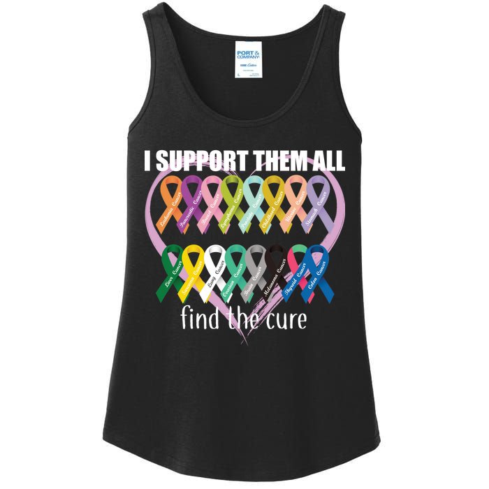 I Support Them All Find A Cure Cancer Awareness Ladies Essential Tank