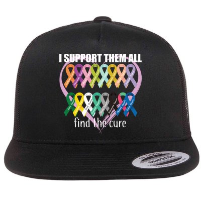 I Support Them All Find A Cure Cancer Awareness Flatbill Hat