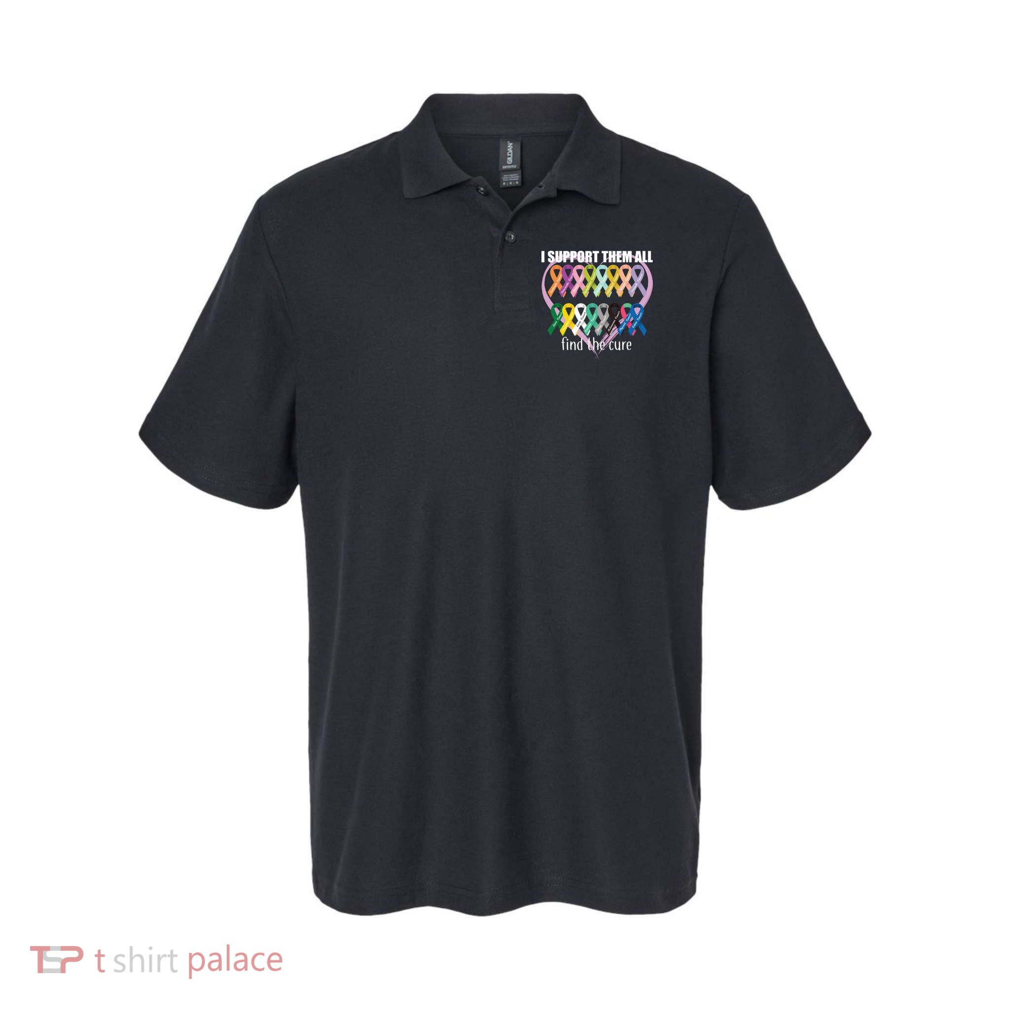 I Support Them All Find A Cure Cancer Awareness Polo