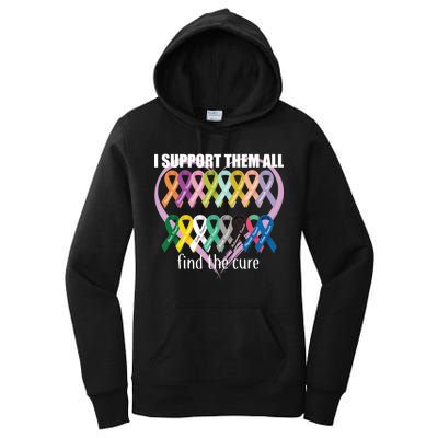 I Support Them All Find A Cure Cancer Awareness Women's Pullover Hoodie