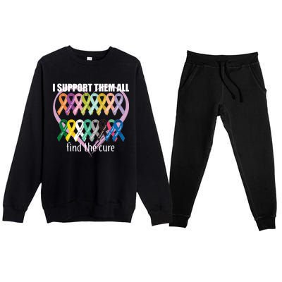 I Support Them All Find A Cure Cancer Awareness Premium Crewneck Sweatsuit Set