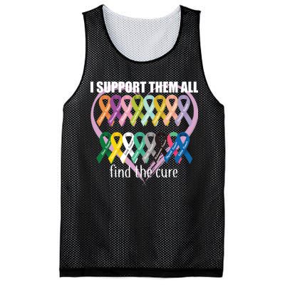 I Support Them All Find A Cure Cancer Awareness Mesh Reversible Basketball Jersey Tank