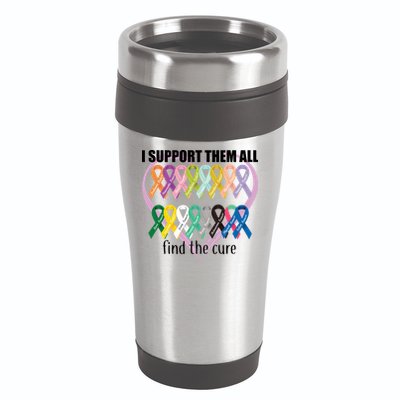 I Support Them All Find A Cure Cancer Awareness 16oz Travel Tumbler
