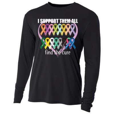 I Support Them All Find A Cure Cancer Awareness Cooling Performance Long Sleeve Crew