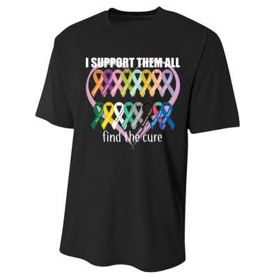 I Support Them All Find A Cure Cancer Awareness Performance Sprint T-Shirt