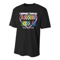 I Support Them All Find A Cure Cancer Awareness Youth Performance Sprint T-Shirt