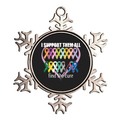 I Support Them All Find A Cure Cancer Awareness Metallic Star Ornament