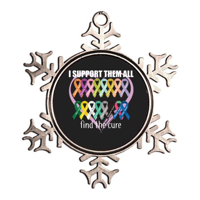 I Support Them All Find A Cure Cancer Awareness Metallic Star Ornament