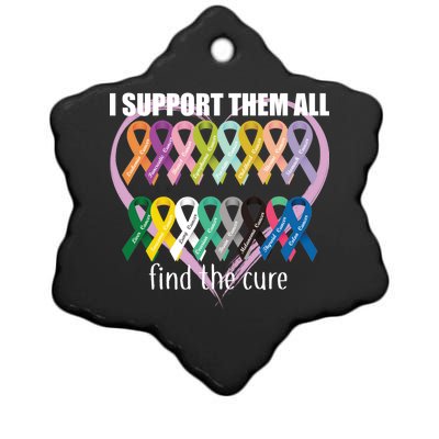 I Support Them All Find A Cure Cancer Awareness Ceramic Star Ornament