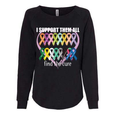 I Support Them All Find A Cure Cancer Awareness Womens California Wash Sweatshirt