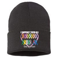 I Support Them All Find A Cure Cancer Awareness Sustainable Knit Beanie