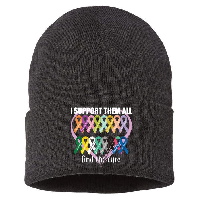 I Support Them All Find A Cure Cancer Awareness Sustainable Knit Beanie