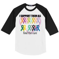 I Support Them All Find A Cure Cancer Awareness Baseball Sleeve Shirt
