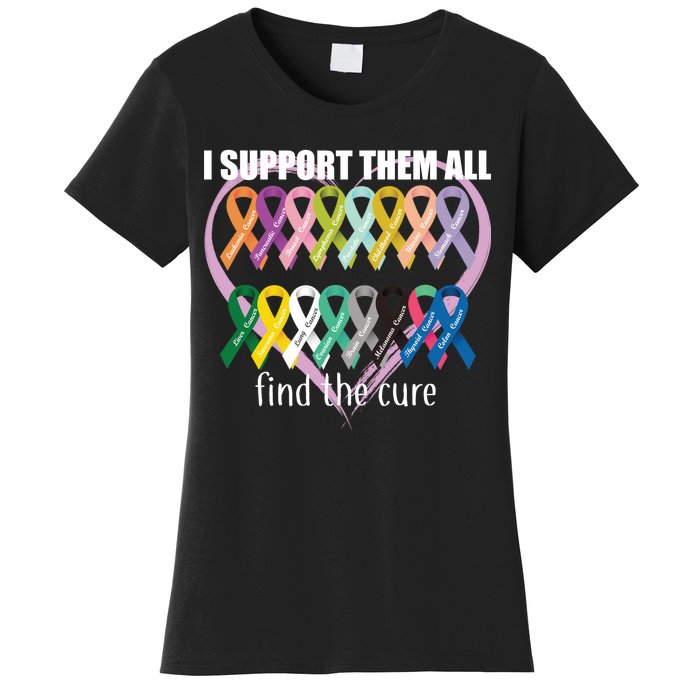 I Support Them All Find A Cure Cancer Awareness Women's T-Shirt