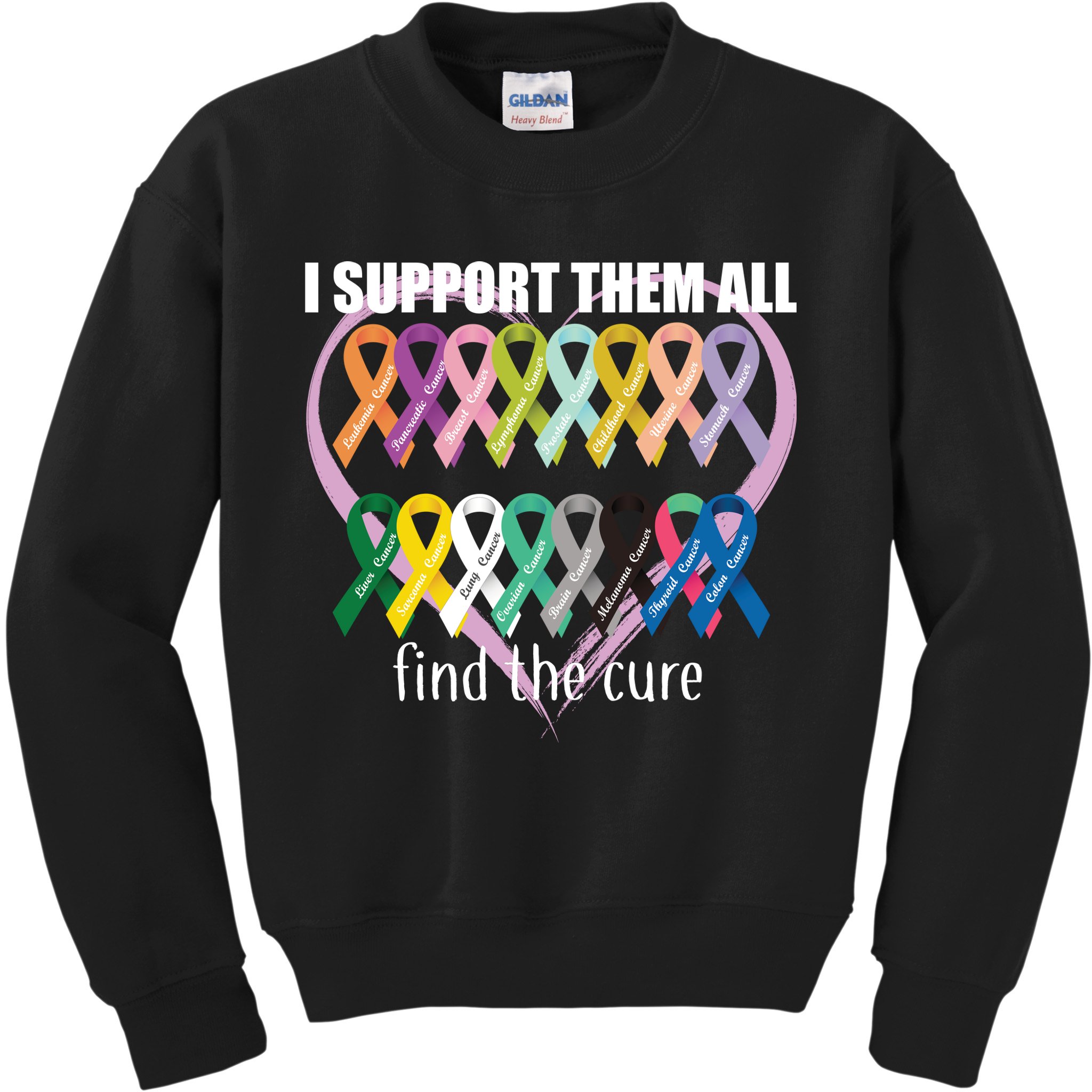 I Support Them All Find A Cure Cancer Awareness Kids Sweatshirt