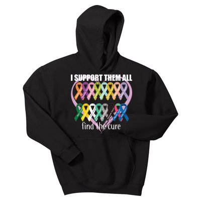 I Support Them All Find A Cure Cancer Awareness Kids Hoodie