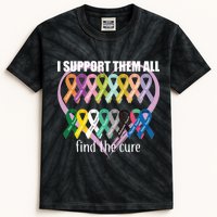 I Support Them All Find A Cure Cancer Awareness Kids Tie-Dye T-Shirt