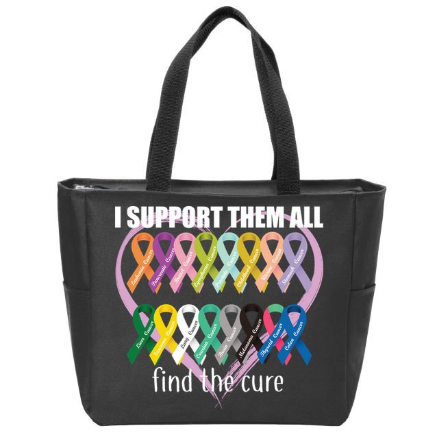 I Support Them All Find A Cure Cancer Awareness Zip Tote Bag
