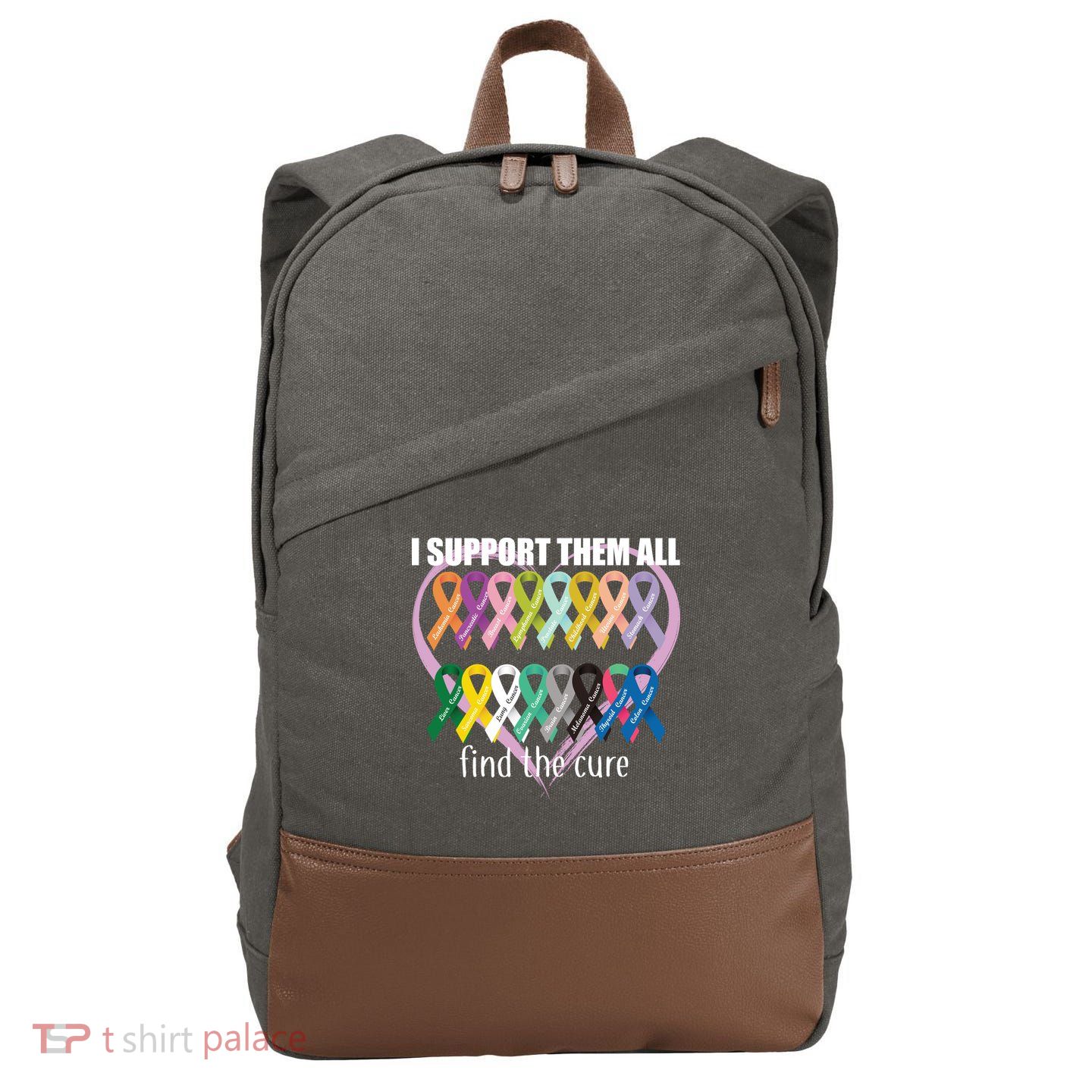I Support Them All Find A Cure Cancer Awareness Cotton Canvas Backpack