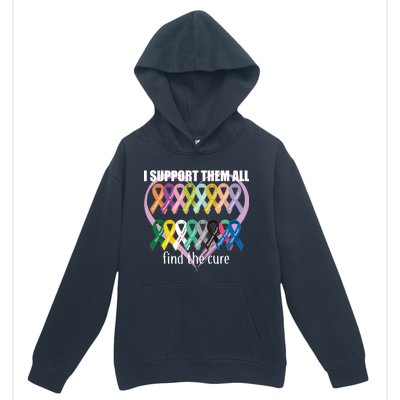 I Support Them All Find A Cure Cancer Awareness Urban Pullover Hoodie