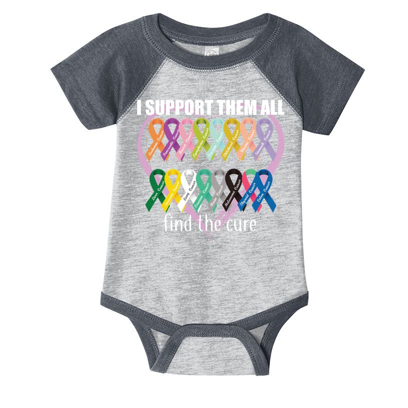 I Support Them All Find A Cure Cancer Awareness Infant Baby Jersey Bodysuit