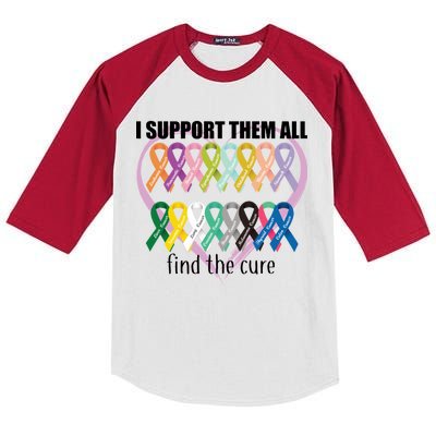 I Support Them All Find A Cure Cancer Awareness Kids Colorblock Raglan Jersey