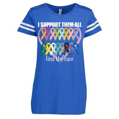 I Support Them All Find A Cure Cancer Awareness Enza Ladies Jersey Football T-Shirt