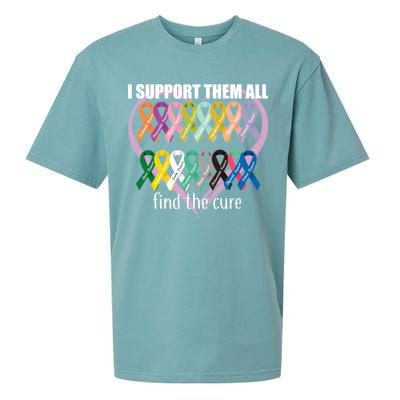 I Support Them All Find A Cure Cancer Awareness Sueded Cloud Jersey T-Shirt