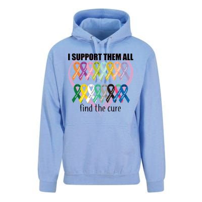 I Support Them All Find A Cure Cancer Awareness Unisex Surf Hoodie