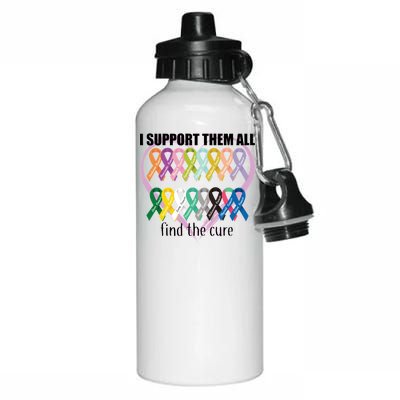 I Support Them All Find A Cure Cancer Awareness Aluminum Water Bottle