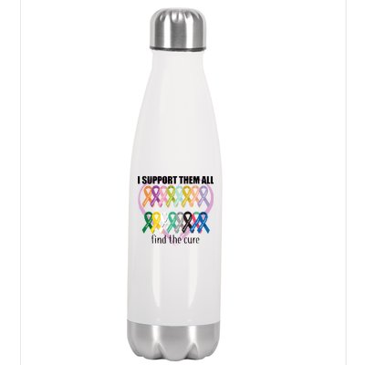 I Support Them All Find A Cure Cancer Awareness Stainless Steel Insulated Water Bottle