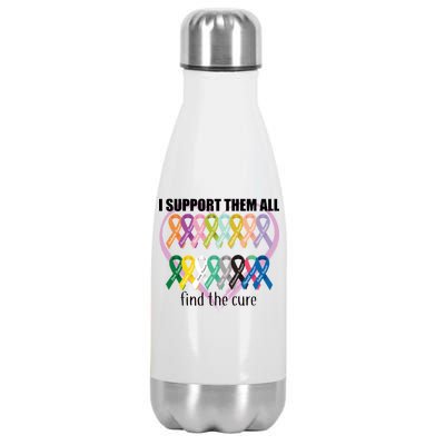 I Support Them All Find A Cure Cancer Awareness Stainless Steel Insulated Water Bottle