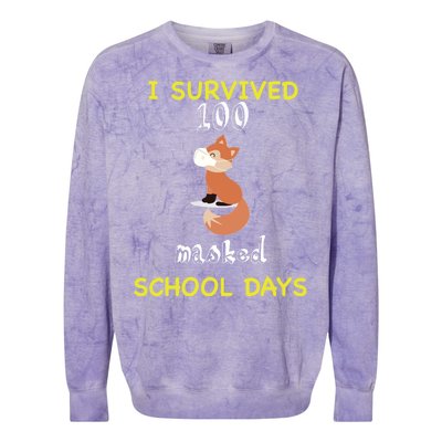 I Survived 100 Masked School Days Colorblast Crewneck Sweatshirt