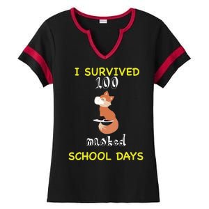 I Survived 100 Masked School Days  Ladies Halftime Notch Neck Tee