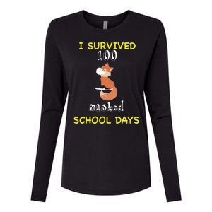 I Survived 100 Masked School Days  Womens Cotton Relaxed Long Sleeve T-Shirt