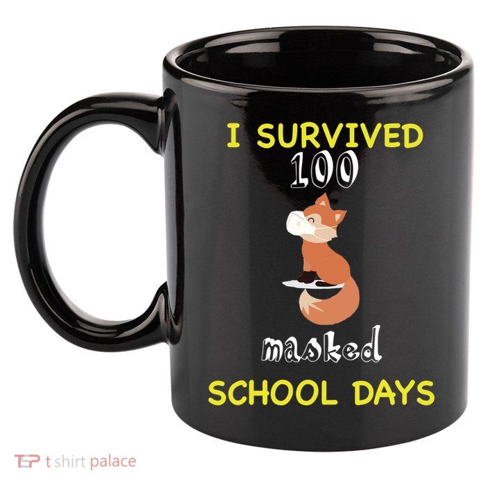 I Survived 100 Masked School Days 11oz C Handle Ceramic Mug