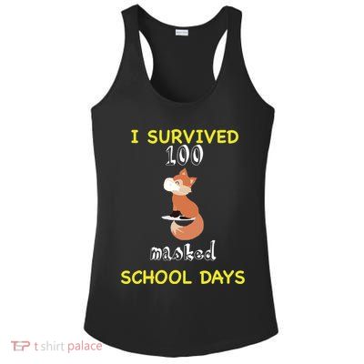 I Survived 100 Masked School Days Ladies PosiCharge Competitor Racerback Tank