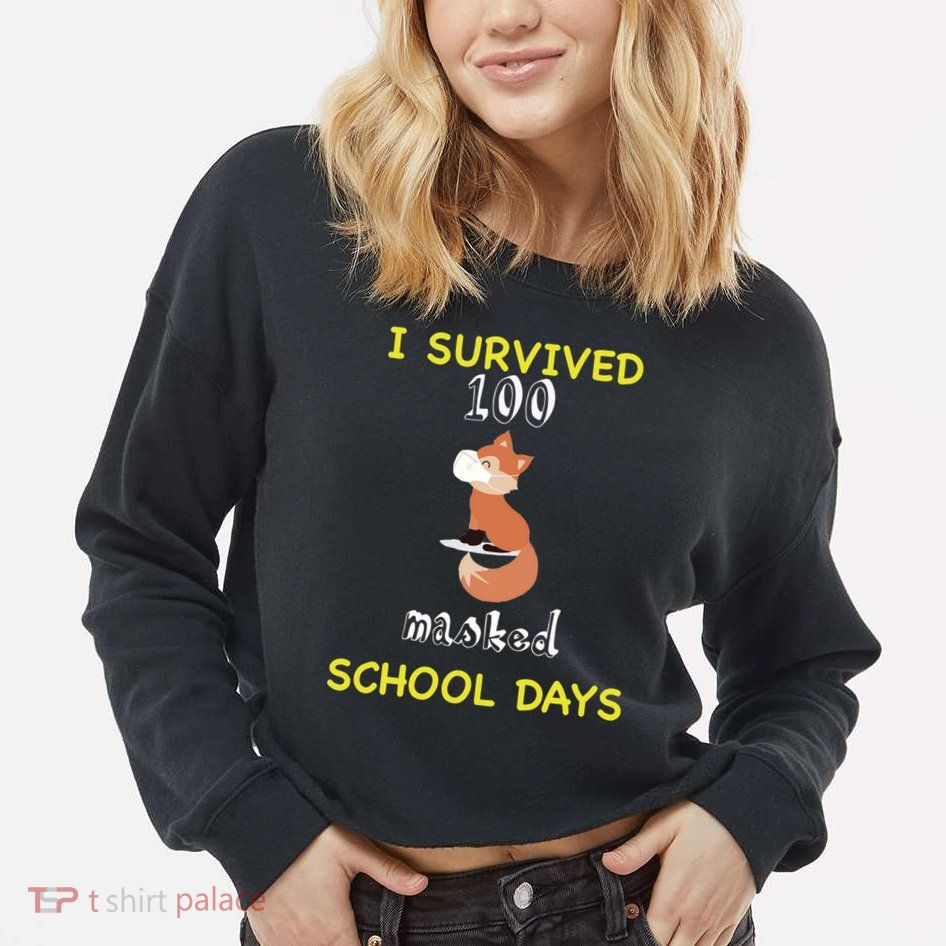 I Survived 100 Masked School Days Cropped Pullover Crew