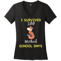 I Survived 100 Masked School Days  Women's V-Neck T-Shirt