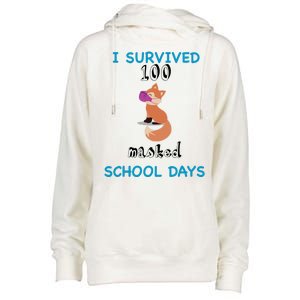 I Survived 100 Masked School Days  Womens Funnel Neck Pullover Hood