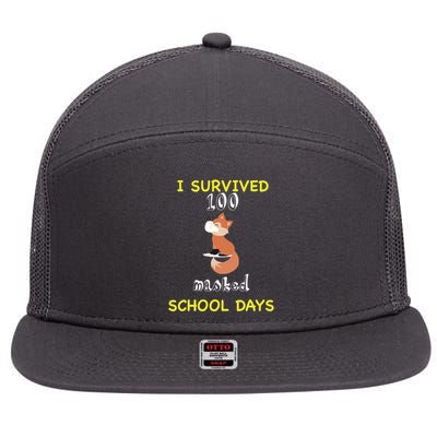I Survived 100 Masked School Days 7 Panel Mesh Trucker Snapback Hat
