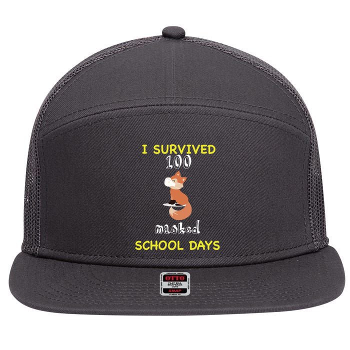 I Survived 100 Masked School Days 7 Panel Mesh Trucker Snapback Hat