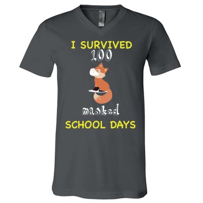 I Survived 100 Masked School Days V-Neck T-Shirt